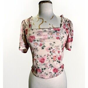 Cklass Crop Top Size S VTG 90's Women's Floral Romantic Academia English Top